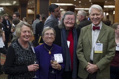 AHA luminaries Barbara Ramusack, Ann Twinam, Mary Karasch, and Albert Beveridge (from left) shine at the Welcome Reception.